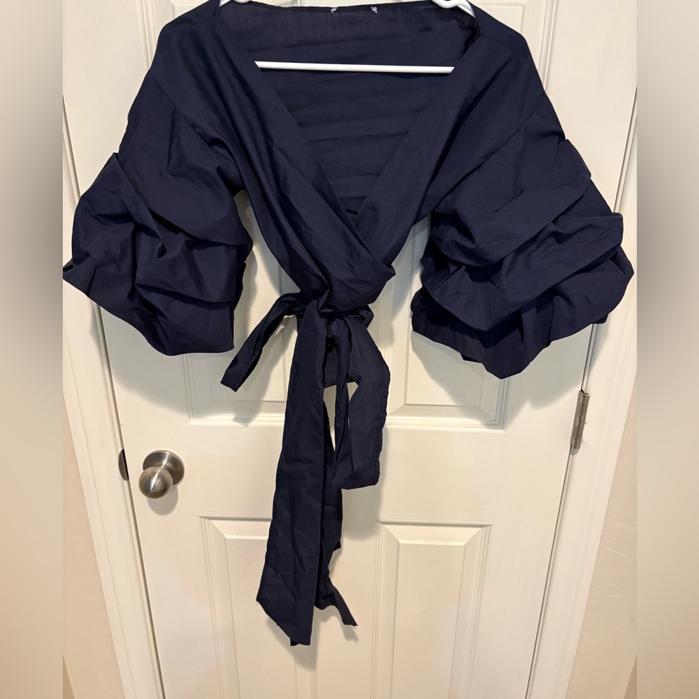 Elegant Navy Wrap Top